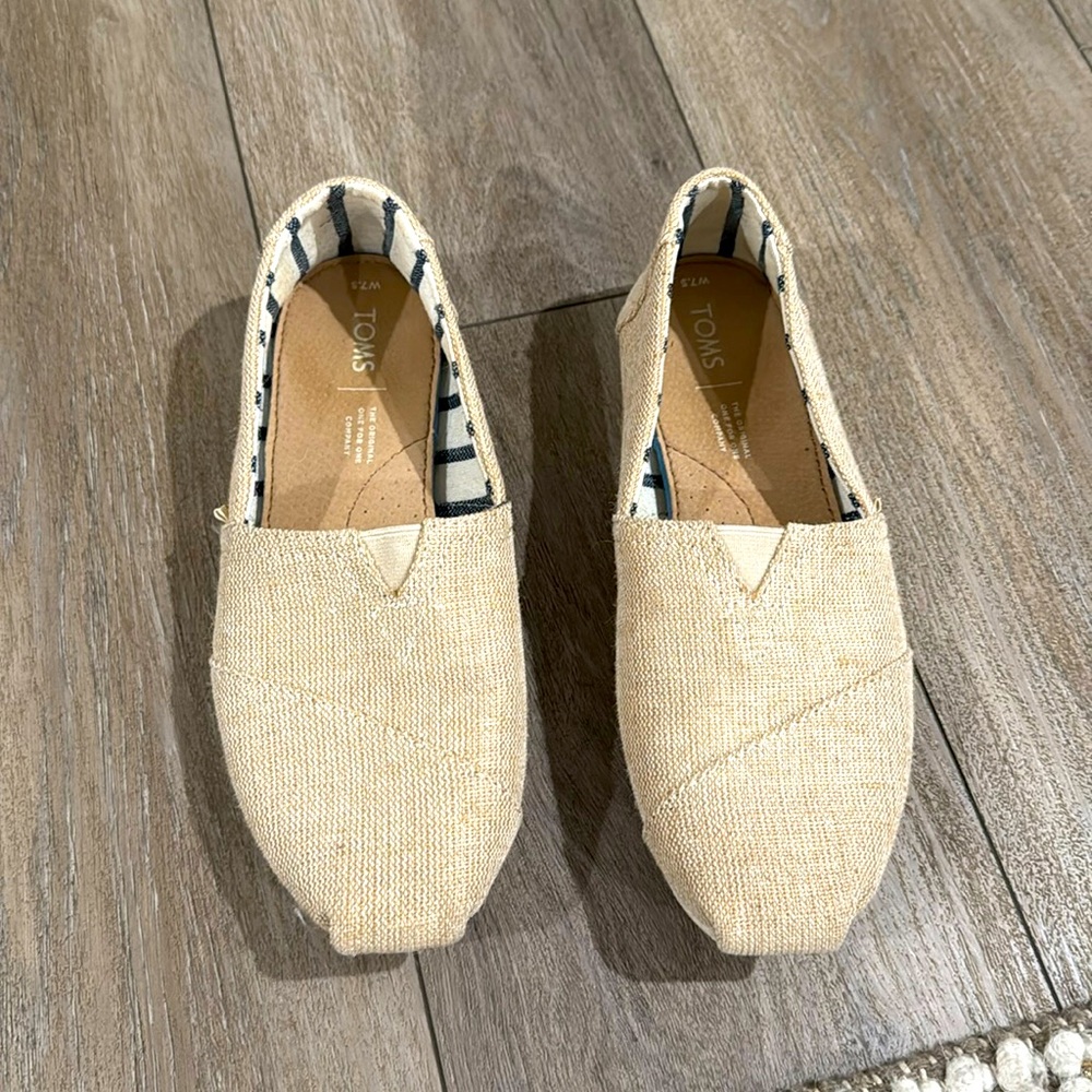Toms Flats Size 7.5 (Like New) Burlap Fabric | Cute !!!!